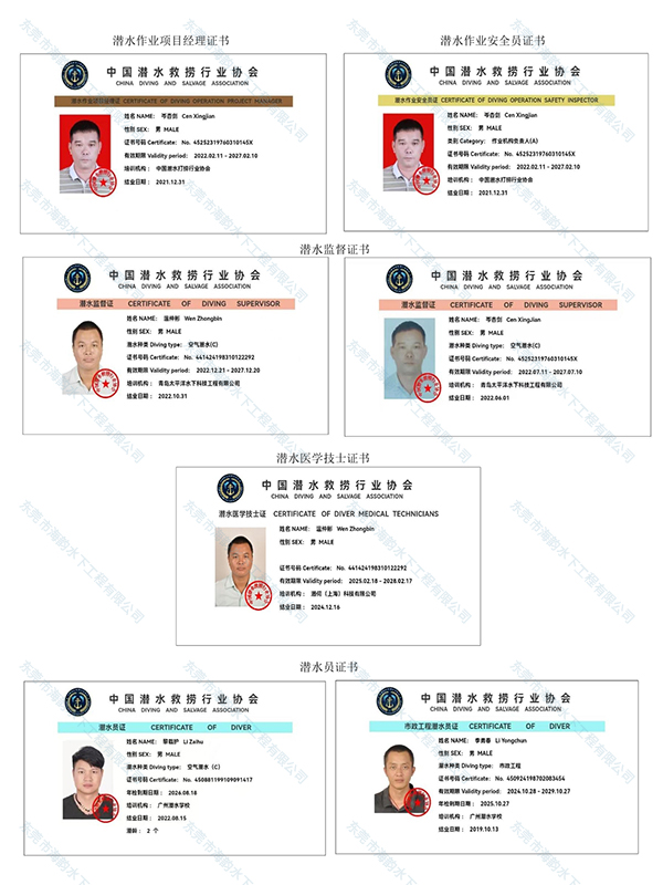 潜水作业证书